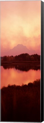 Framed Reflection of a mountain in a river, Oxbow Bend, Snake River, Grand Teton National Park, Teton County, Wyoming, USA Print