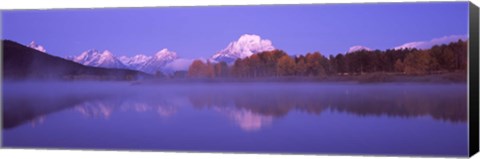 Framed Reflection of mountains in a river, Oxbow Bend, Snake River, Grand Teton National Park, Teton County, Wyoming, USA Print