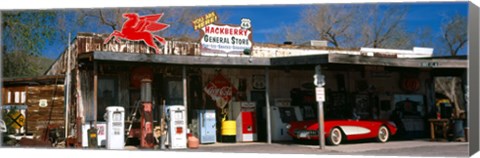 Framed Store with a gas station on the roadside, Route 66, Hackberry, Arizona Print