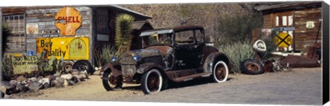 Framed Abandoned vintage car at the roadside, Route 66, Arizona Print