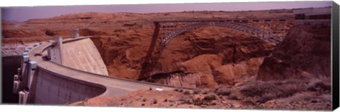 Framed High angle view of a dam, Glen Canyon Dam, Lake Powell, Colorado River, Page, Arizona, USA Print