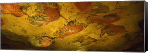 Framed Paleolithic paintings, Altamira Cave, Santillana del mar, Cantabria, Spain Print