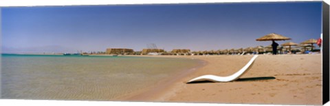 Framed Chaise longue on the beach, Soma Bay, Hurghada, Egypt Print