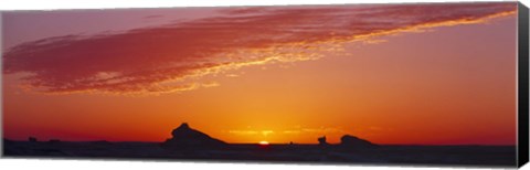 Framed Silhouette of rock formations in a desert, White Desert, Farafra Oasis, Egypt Print