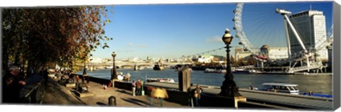 Framed Ferris wheel at the riverbank, Millennium Wheel, Thames River, London, England Print