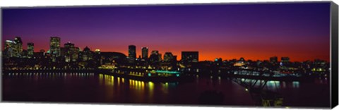 Framed City lit up at dusk, Montreal, Quebec, Canada 2010 Print