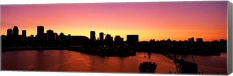 Framed Silhouette of buildings at dusk, Montreal, Quebec, Canada 2010 Print