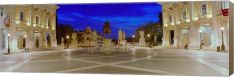 Framed Marcus Aurelius Statue at a town square, Piazza del Campidoglio, Capitoline Hill, Rome, Italy Print