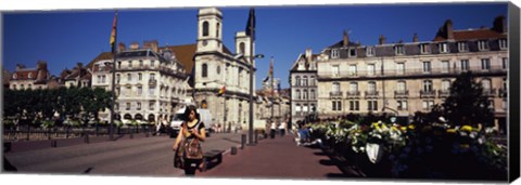 Framed Buildings along a street, Besancon, Franche-Comte, France Print