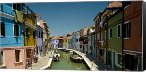 Framed Boats in a canal, Grand Canal, Burano, Venice, Italy Print