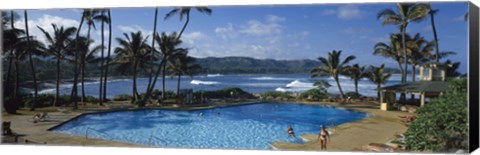 Framed Tourists at an infinity pool, Hawaii, USA Print