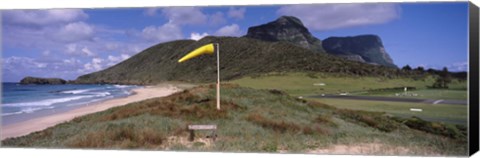 Framed Airstrip on the beach, Blinky Beach, Lord Howe Island, New South Wales, Australia Print