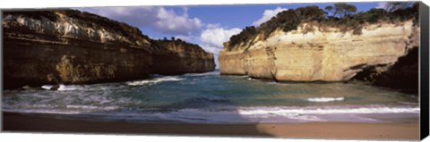 Framed Rock formations in the ocean, Loch Ard Gorge, Port Campbell National Park, Great Ocean Road, Victoria, Australia Print