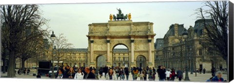 Framed Tourists near a triumphal arch, Arc De Triomphe Du Carrousel, Musee Du Louvre, Paris, Ile-de-France, France Print