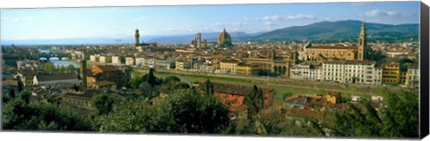 Framed Buildings in a city with Florence Cathedral in the background, San Niccolo, Florence, Tuscany, Italy Print