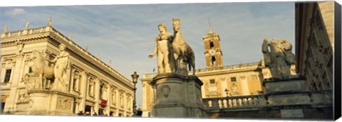 Framed Low angle view of a statues in front of a building, Piazza Del Campidoglio, Palazzo Senatorio, Rome, Italy Print