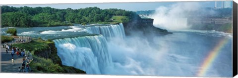 Framed Tourists at a waterfall, Niagara Falls, Niagara River, Niagara County, New York State, USA Print