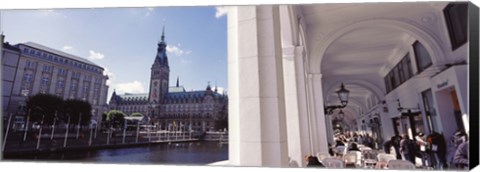 Framed Town hall at the waterfront, Alsterarkaden, Alster Lake, Hamburg, Germany Print