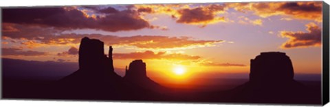 Framed Silhouette of buttes at sunset, Monument Valley, Utah Print