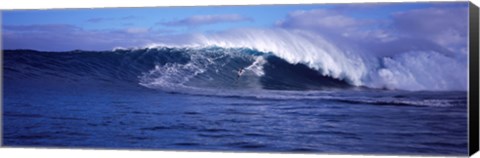 Framed Surfer in the ocean, Maui, Hawaii, USA Print