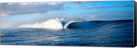 Framed Low Wave in a Colorful Blue Sea Print