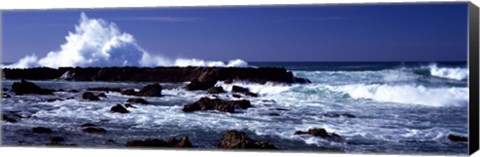 Framed Waves breaking on the coast Print