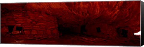 Framed House Of Fire in red, Anasazi Ruins, Mule Canyon, Utah, USA Print