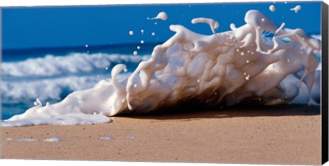 Framed Foam splashing on the beach Print