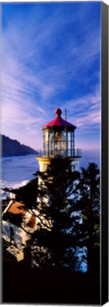 Framed Lighthouse at a coast, Heceta Head Lighthouse, Heceta Head, Lane County, Oregon (vertical) Print