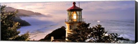 Framed Lighthouse at a coast, Heceta Head Lighthouse, Heceta Head, Lane County, Oregon (horizontal) Print