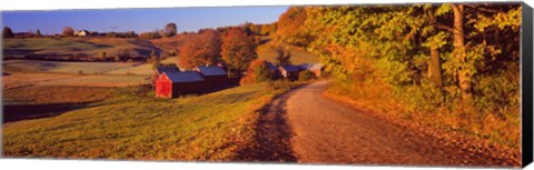 Framed Farmhouse beside a country road, Jenne Farm, Vermont, New England, USA Print