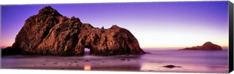 Framed Rock formations on the beach, Pfeiffer Beach, Big Sur, California, USA Print