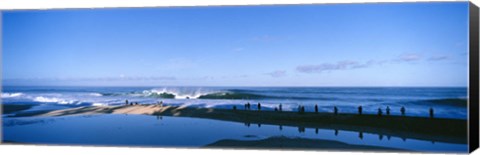 Framed Waves Crashing under a Blue Sky Print