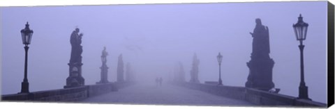 Framed Statues and lampposts on a bridge, Charles Bridge, Prague, Czech Republic Print