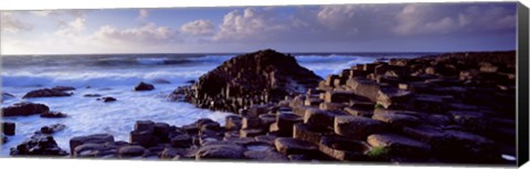 Framed Rock formations on the coast, Giants Causeway, County Antrim, Northern Ireland Print