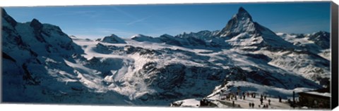 Framed Skiers on mountains in winter, Matterhorn, Switzerland Print