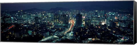 Framed Aerial view of a city, Seoul, South Korea 2011 Print