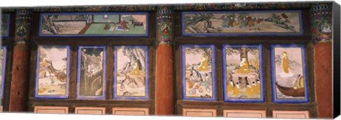 Framed Paintings in a Buddhist temple, Kayasan Mountains, Haeinsa Temple, Gyeongsang Province, South Korea Print