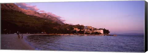 Framed Tourists on the beach, Makarska, Dalmatia, Croatia Print