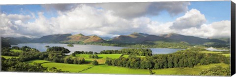 Framed Hill and lake, Derwent Water, Keswick, English Lake District, Cumbria, England Print