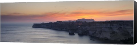 Framed Cliffs on the coast at dusk, Bonifacio, Corsica, France Print