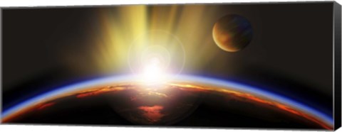 Framed Sunrise over earth Print