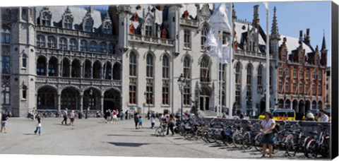 Framed Tourists at a market, Bruges, West Flanders, Belgium Print