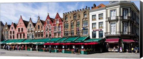 Framed Market at a town square, Bruges, West Flanders, Belgium Print