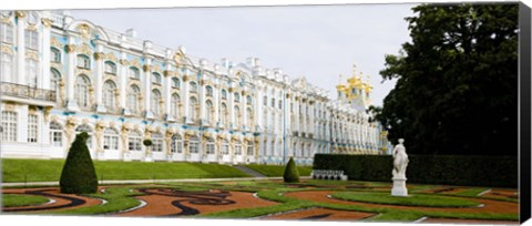 Framed Formal garden in front of a palace, Tsarskoe Selo, Catherine Palace, St. Petersburg, Russia Print