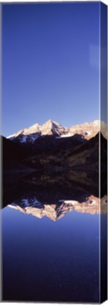 Framed Reflection of a mountain range in a lake, Maroon Bells, Aspen, Pitkin County, Colorado, USA Print