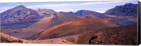 Framed Volcanic landscape with mountains in the background, Maui, Hawaii Print