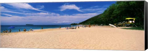 Framed Tourists on the beach, Makena Beach, Maui, Hawaii Print