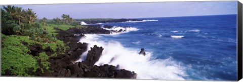 Framed Rock formations at the coast, Hana Coast, Black Sand Beach, Hana Highway, Waianapanapa State Park, Maui, Hawaii, USA Print