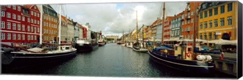 Framed Boats in a canal, Nyhavn, Copenhagen, Denmark Print